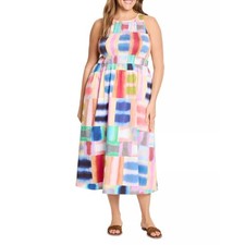 NIC + ZOE Portofino Anna Tiled Print Dress Size XXL Pink Multi Sleevless NWT