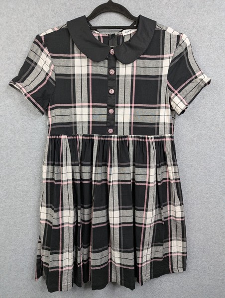 Black Friday Dress Womens 4 Black White Pink Baby Doll Collared Organic Cotton