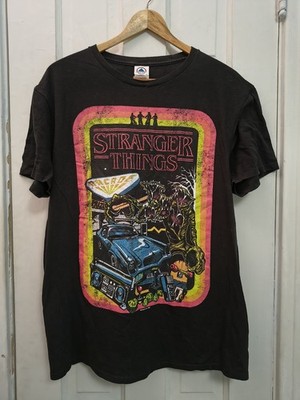 Mens Netflix Stranger Things Black Tee Shirt - L T Shirt Cartoon Novelty B1