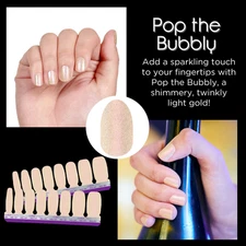 Color Street Pop the Bubbly Nail Polish Strips Set Light Gold Shimmer NEW