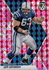 2020 Panini Mosaic #96 Jeff Saturday Prizm Camo Pink