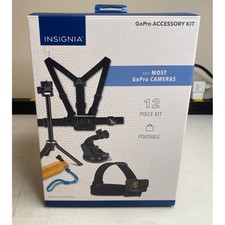 Insignia GoPro Accessory Kit Unisex OS Black New 12-Piece Mounts Case