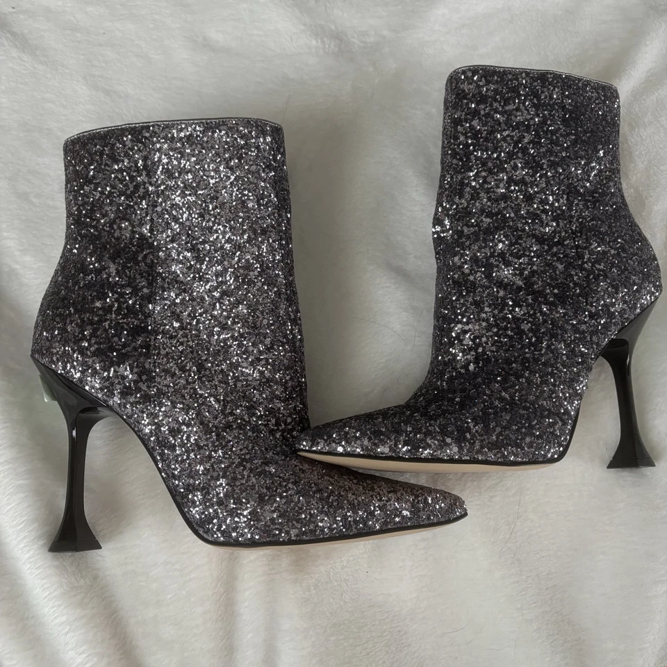 Botas puntiagudas Marc Fisher plateadas con tacón brillante talla 8 1/2 para mujer Foto 2 de 4