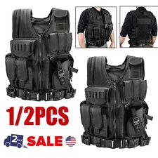 1/2PCS Military Tactical Vest Molle Adjustable Army Assault Combat Plate Carrier