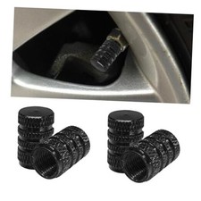 4PCS Car Tire Valve Stem Caps - Aluminum Alloy Valve Cap Car Air Cover - Black