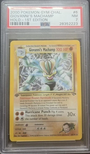2000 POKEMON GYM CHALLENGE HOLO-1ST EDITION #6 GIOVANNI'S MACHAMP PSA 7