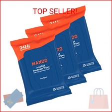 Mando Deodorant Wipes - 24 Hour Odor Control - Aluminum Free, Baking Soda Free,