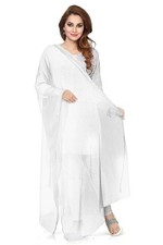 Chiffon Dupatta Beautiful Plain Long Chunni Scarf Stole Daily Uses White