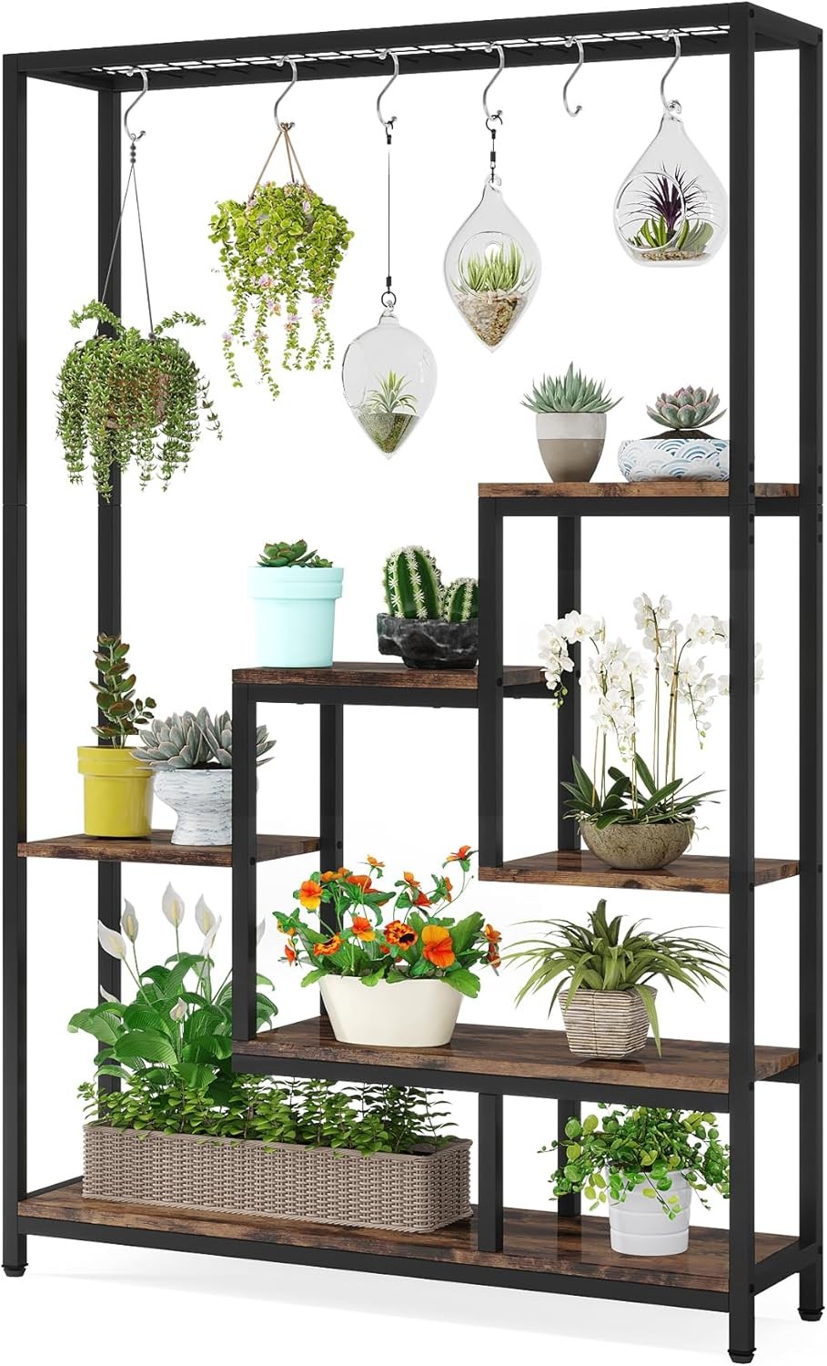 5-Tier Tall Indoor Plant Stand 70.9'' Large Plant Shelf w/ 6 S-Hooks Flower Rack