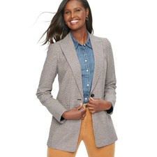 Talbots Houndstooth Blazer Wool Blend Sz 10