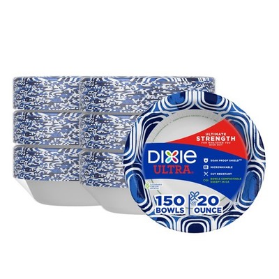 Dixie Ultra, Large Paper Bowls, 20 Oz, 150 Count 150 (Pack of 1), White
