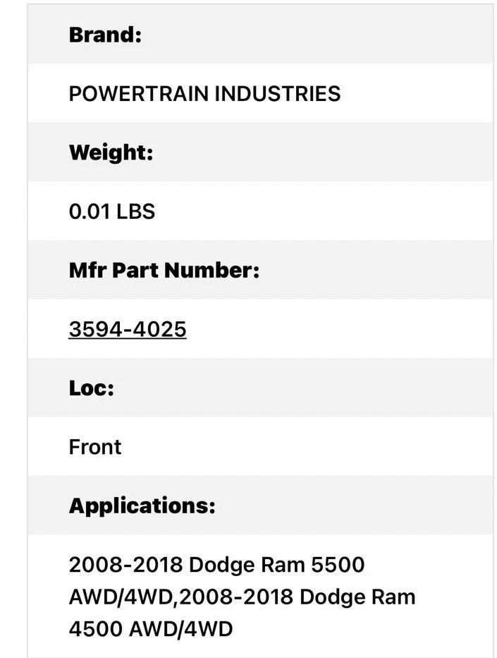 Eje de transmisión delantero 4x4 A/T 2008-2018 Dodge Ram 5500 #3594-4025 Foto 2 de 2