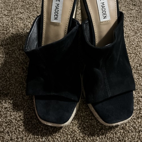 Steve Madden Women's URGE Black Wedge Espadrille Suede 7.5M EUC - Picture 6 of 8
