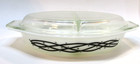 Old 1958 Pyrex 12" Oval Barbed Wire 1.5 qt Divided Casserole w Clear Glass Lid — photo 1