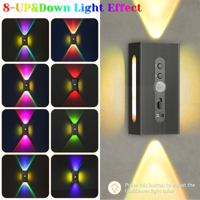 #ad RGB Dimmable Gradient Ambient Wall Lamp UP Down Smart Motion Sensor Night Light $12.32