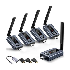 Upgraded Wireless HDMI 4 Receivers and Transmitter with LED Screen, Up to 6 R...