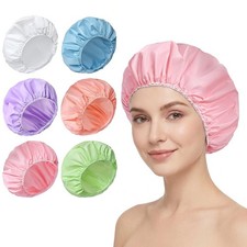 6 PCS Shower Caps for Women, Double Side Waterproof Shower Cap, PEVA Bath Caps