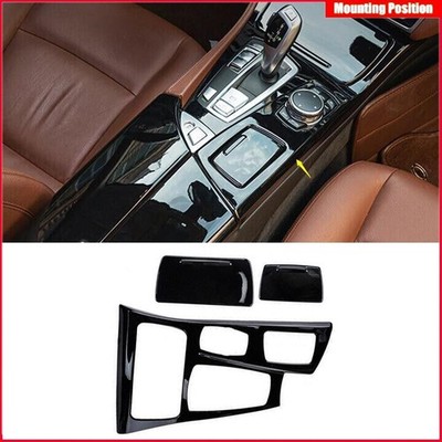 Fit For BMW 5 Series 2011-2017 Bright Black Middle Console Gear Shift Cover Trim