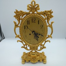 Gold Mantle Clock Louise XV, Rocco Style, heavy but no glass front,working