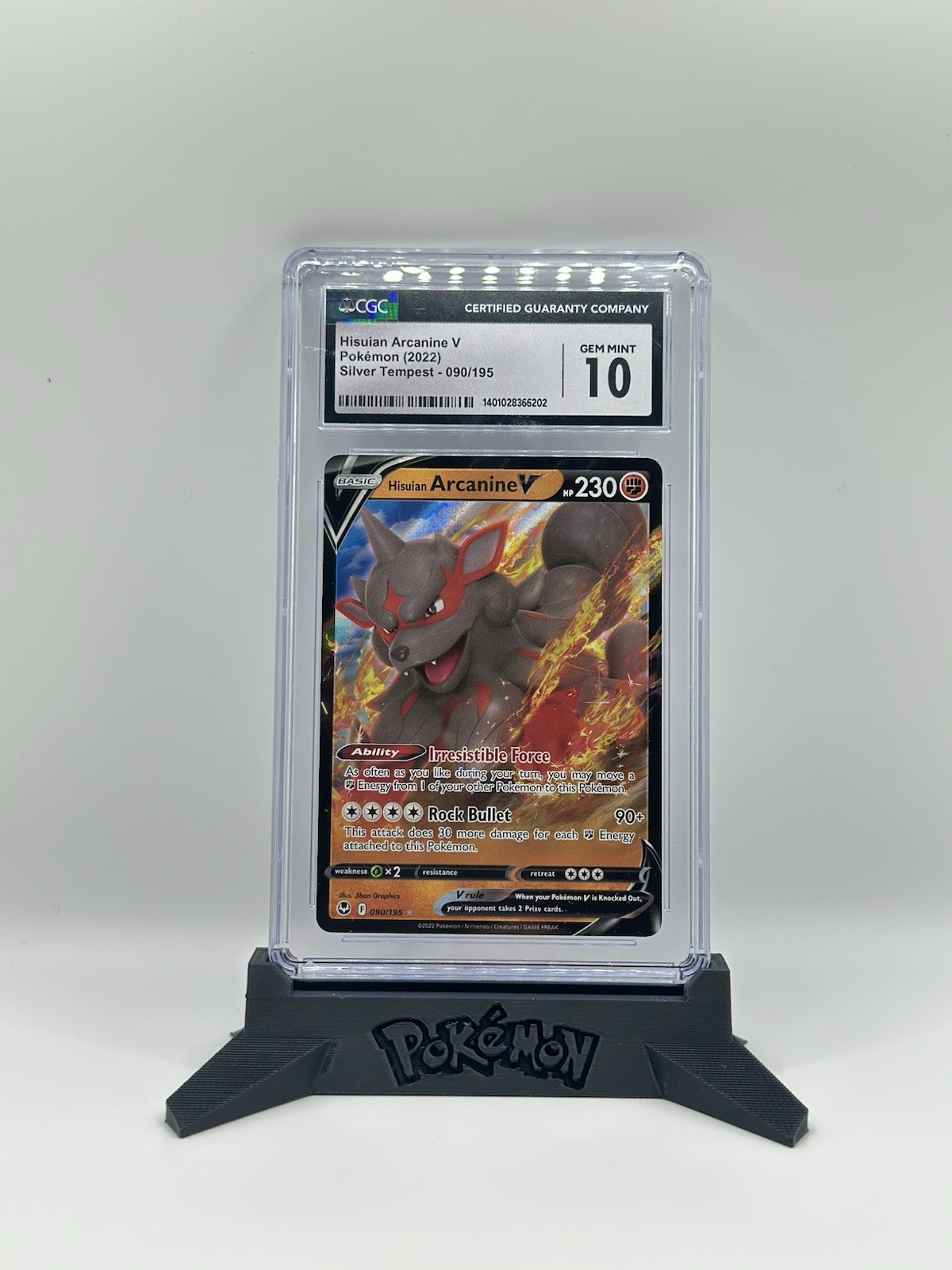 Pokémon Hisuian Arcanine V Ultra Rare Holo CGC 10 Silver Tempest 090/195 English