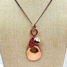 VTG Rose Gold Tone Clear Crystal Mixed Texture Cluster Pendant Necklace Toggle