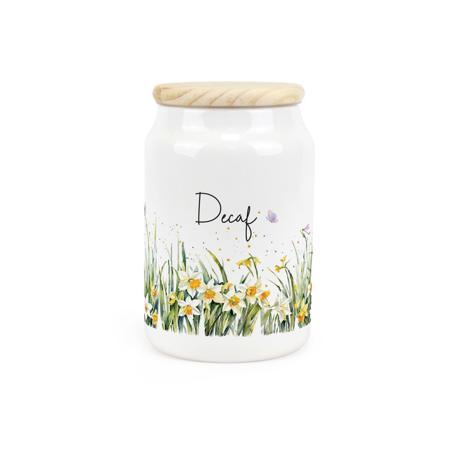 Spring Daffodils Decaf Canister - Ceramic Kitchen Storage Jar Gift