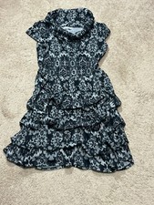 Speechless Womens Dress Size Medium Multicolor Print Turtle Neck Ruched Flowy