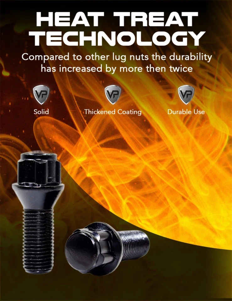 4 14x1.25 28mm Black Wheel Locks for BMW 528i 535i 550i M5 740i 750i X3 X4 X5 X6 - Image 4 of 4