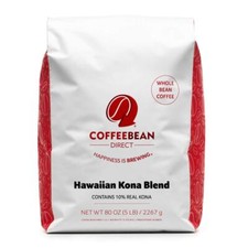 Hawaiian Kona Blend Coffee, Light Roast, Whole Bean, 5 Pound