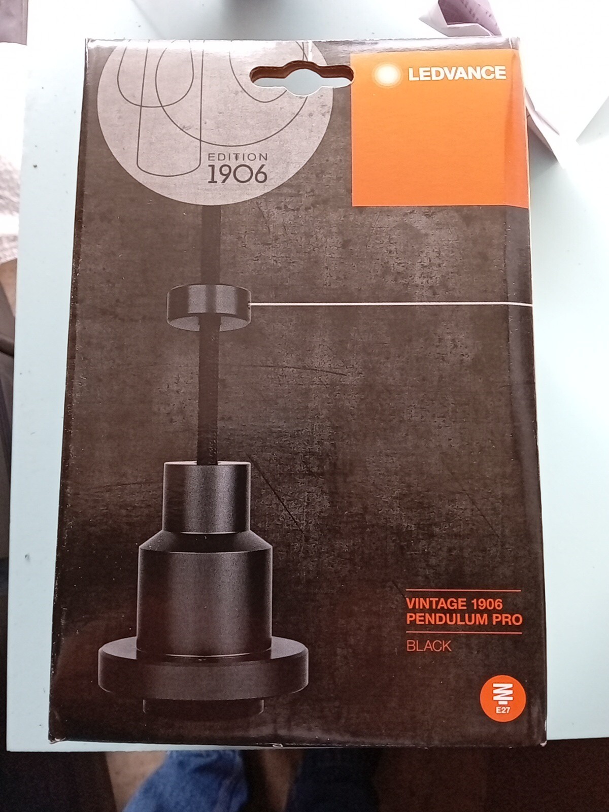Osram LED Vintage 1906 Black Pendulum E27 ES Lamp Holder Pendant Light Fitting
