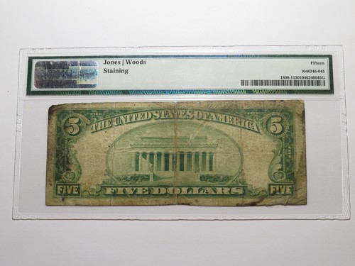 $5 1929 Atlantic City New Jersey NJ National Currency Bank Note Bill #3621 RARE - Picture 4 of 4