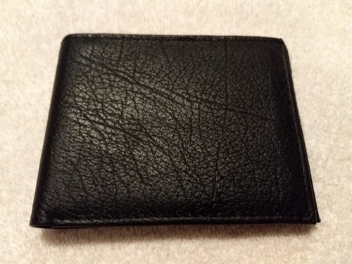Great American Bison Leather Bifold Wallet w/ Clear ID Window, Black