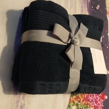 Ted Baker London Hand Towel 50cm X 90cm 100% Cotton Dark Blue Gift Set