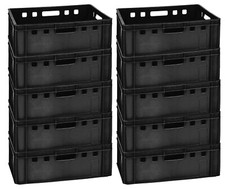 10 Werkstattkiste Lagerwanne Stapelboxen 60 x 40 x 20 cm E2 schwarz Gastlando