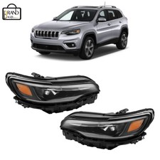 Headlights Wballast For 2019 20 2021 2022 Jeep Cherokee Black Led Lr Headlamps