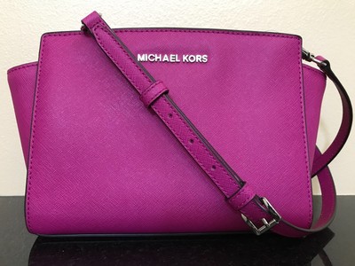 michael kors selma medium metallic leather crossbody