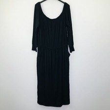 Torrid Women's 1 Dress Black Midi Supersoft Slit Off Shoulder Blouson NWT AO25