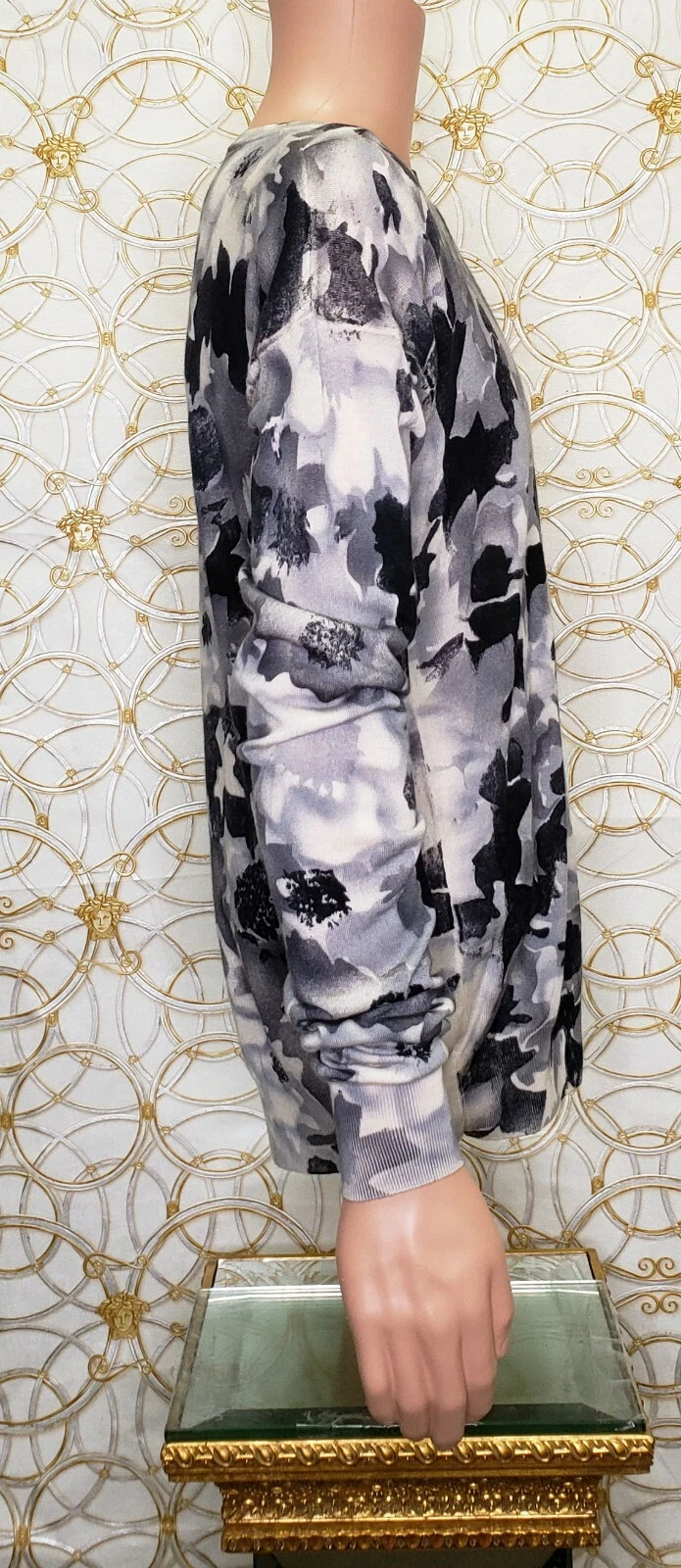 F W 2012 Look #23 MAGLIONE IN LANA MILITARE GRIGIO FLOREALE VERSACE taglia M