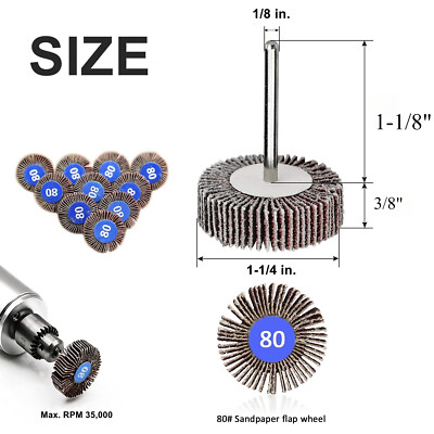 Flap Wheel Set For Dremel Rotary Tool die grinder sanding paint rust 1/8'' Shank