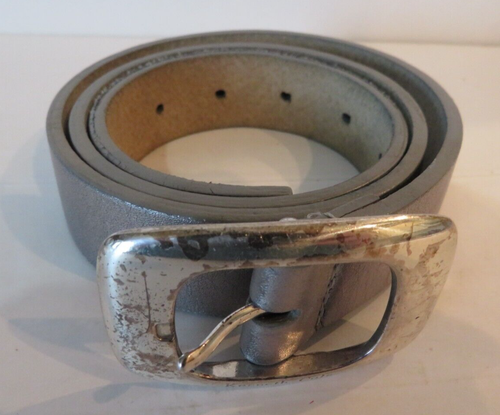Kenneth Cole New York Womens Belt Silver Genuine Full Grain Leather Size Medium - Picture 2 of 10
