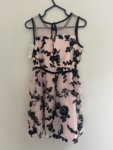 TCP Kids Girls Glitter Floral Tulle Lined Sleeveless Fit & Flare Dress Pink Sz 4 - Picture 6 of 7