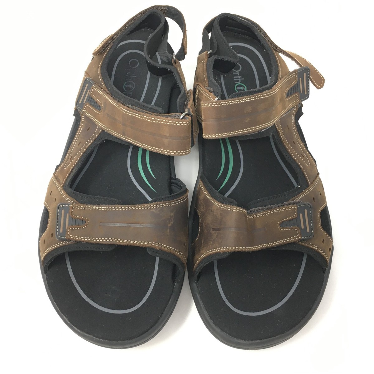 Orthofeet Gemini Sandals Shoes Mens Size 14 2E Brown Leather 