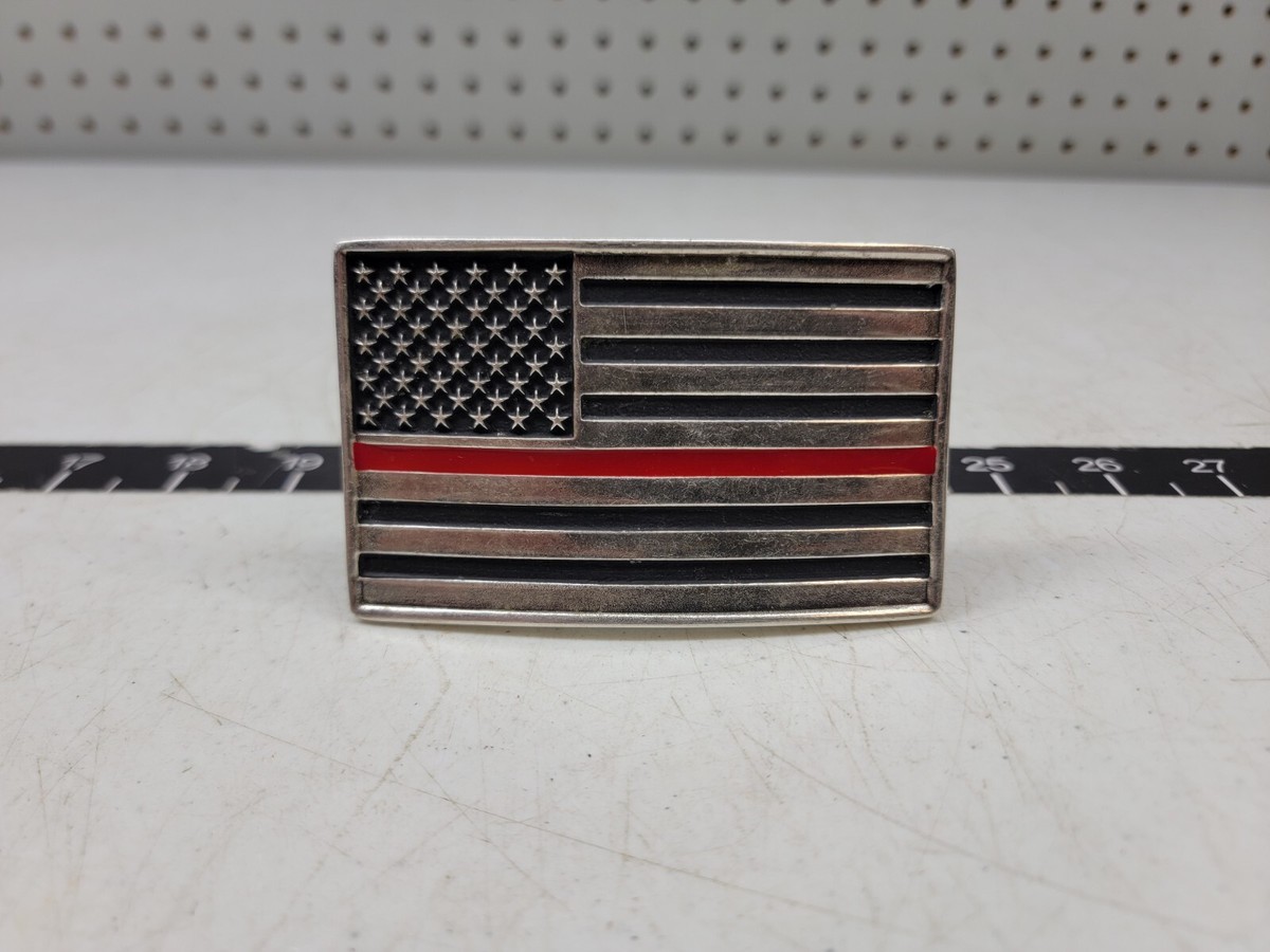 Montana Silversmith American Flag Red Line for Firefighters Belt Buckle Amazon.com: Montana Silversmiths Flag Series Attitude  main image 3