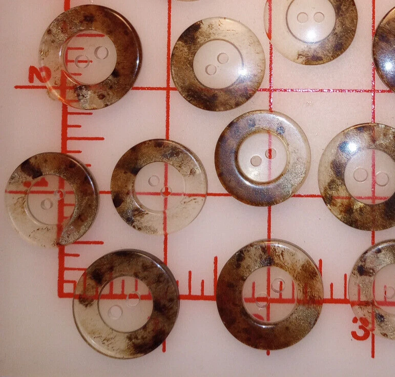 10 Vintage Italian MEDIUM 2 Hole Button Faux Tortoise Brown Hint Gold 7/8"  22mm - Image 2 of 4