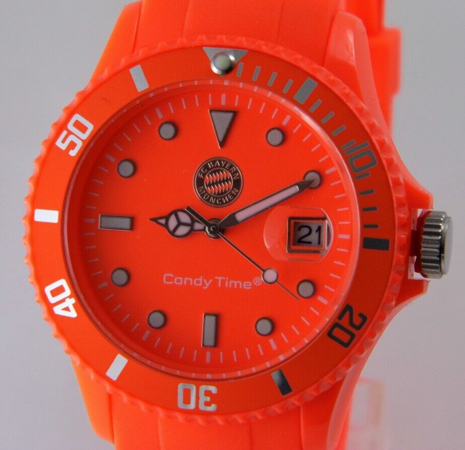 Madison New York Candy Time FC BAYERN UNISEX Watch Date Orange U4503-51/1 NEW