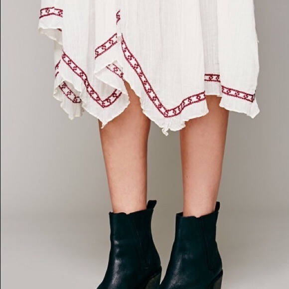 NEW!! Free People Neo Folk Sz L midi dress peasant embroidered flowy | eBay