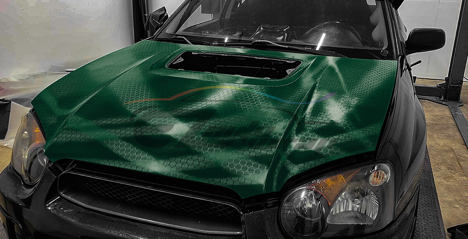 Honeycomb Carbon Fiber Satin Midnight Green Hex Sticker Decal Vinyl Wrap Sheet