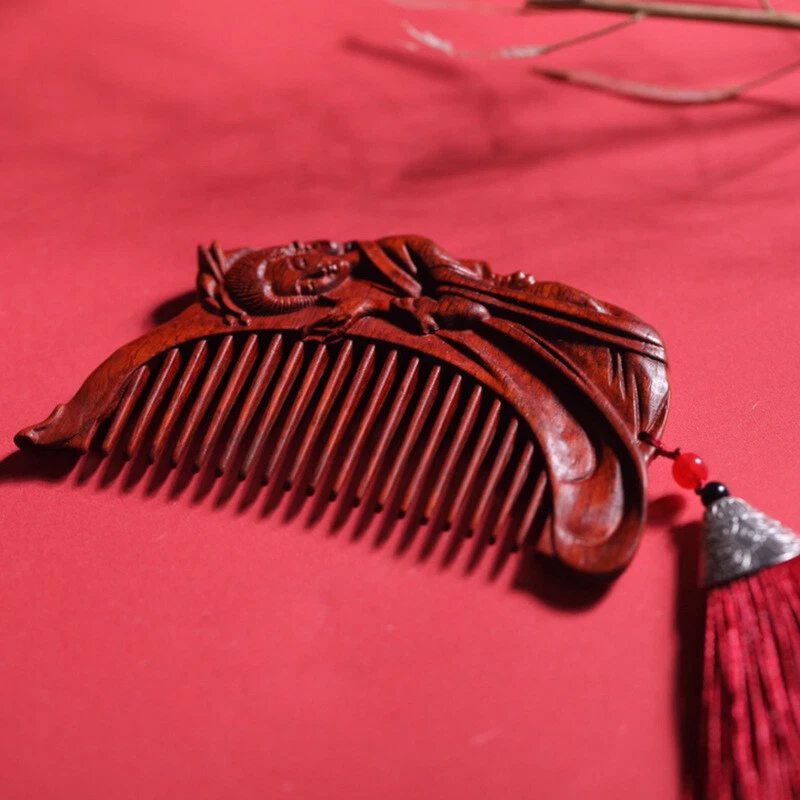 Handmade Red Sandalwood Carving Comb Creative Wooden Prop Decoration Accessories - Image 3 of 4