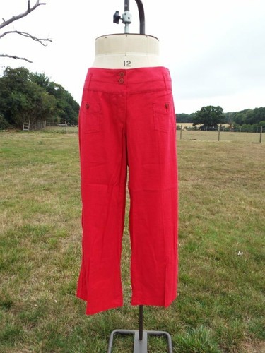 Red Linen Blend Wide Leg Trousers NEXT 