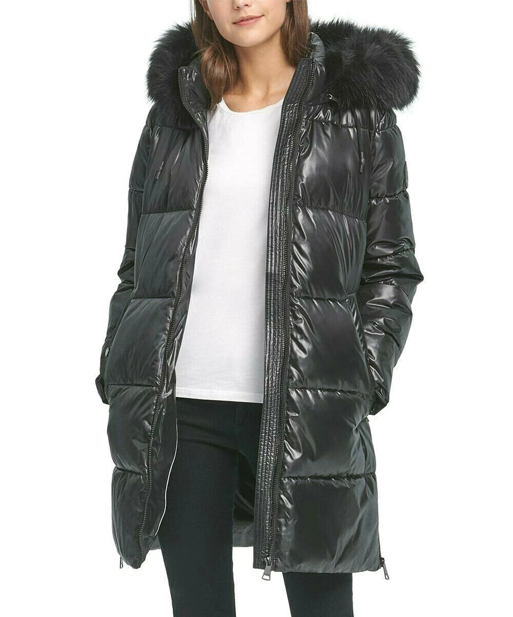 Faux fur trim cire puffer jacket hotsell